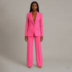 Women 2 Piece Suit Tailored Blazer Straight Leg Trousers