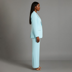 Women 2 Piece Suit Tailored Blazer Straight Leg Trousers