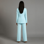 Women 2 Piece Suit Tailored Blazer Straight Leg Trousers