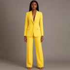 Women 2 Piece Suit Tailored Blazer Straight Leg Trousers