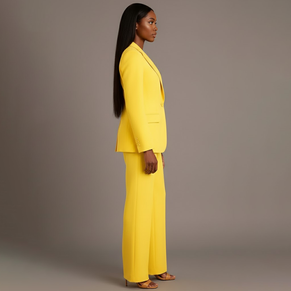Women 2 Piece Suit Tailored Blazer Straight Leg Trousers