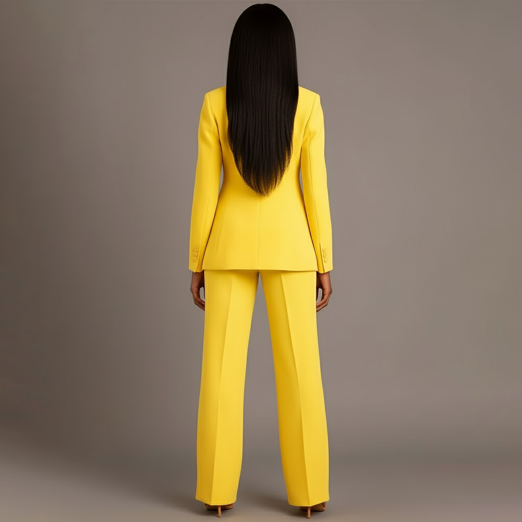 Women 2 Piece Suit Tailored Blazer Straight Leg Trousers