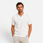 Men Polo Shirt Slim Fit Textured Knit Lightweight Breathable Wear