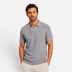 Men Polo Shirt Slim Fit Textured Knit Lightweight Breathable Wear
