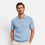 Men Polo Shirt Slim Fit Textured Knit Lightweight Breathable Wear