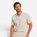 Men Polo Shirt Slim Fit Textured Knit Lightweight Breathable Wear