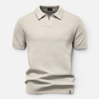 Men Polo Shirt Slim Fit Textured Knit Lightweight Breathable Wear