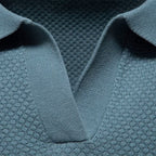 Men Polo Shirt Slim Fit Textured Knit Lightweight Breathable Wear