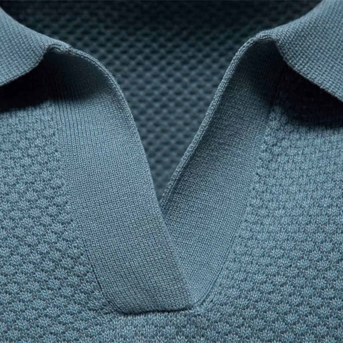 Men Polo Shirt Slim Fit Textured Knit Lightweight Breathable Wear