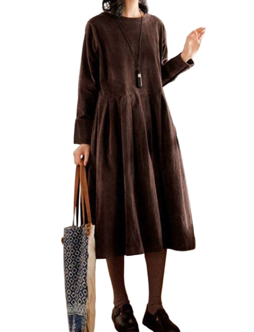Velvet Dress Women Midi Length Soft French Velvet Fabric Winter