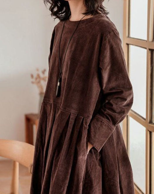 Velvet Dress Women Midi Length Soft French Velvet Fabric Winter