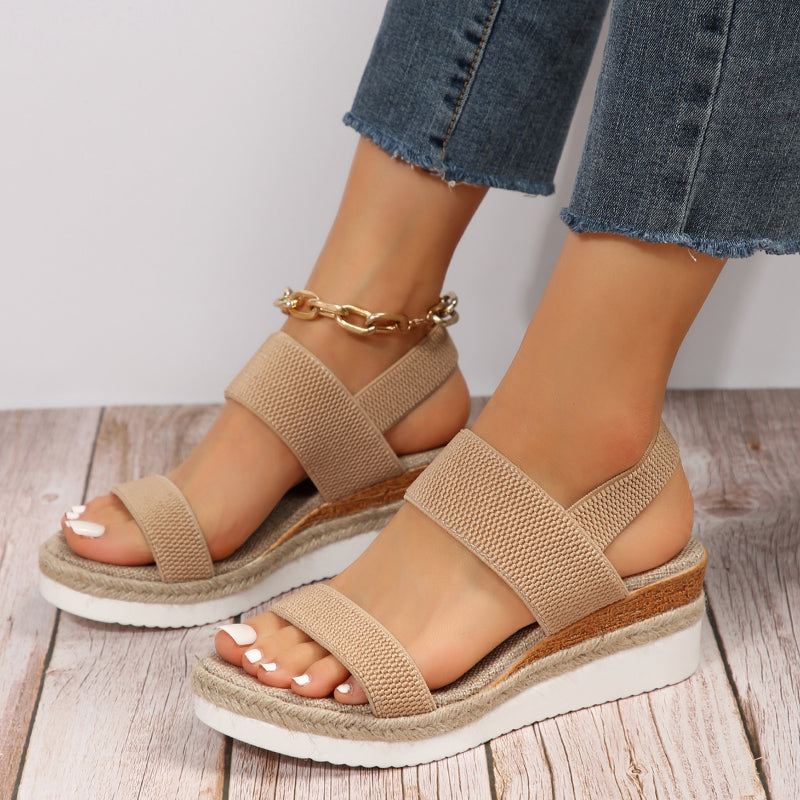 Women Platform Sandals Elastic Straps