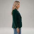 Velvet Blazer Women Slim Fit Notch Lapel Single Button Long Sleeve