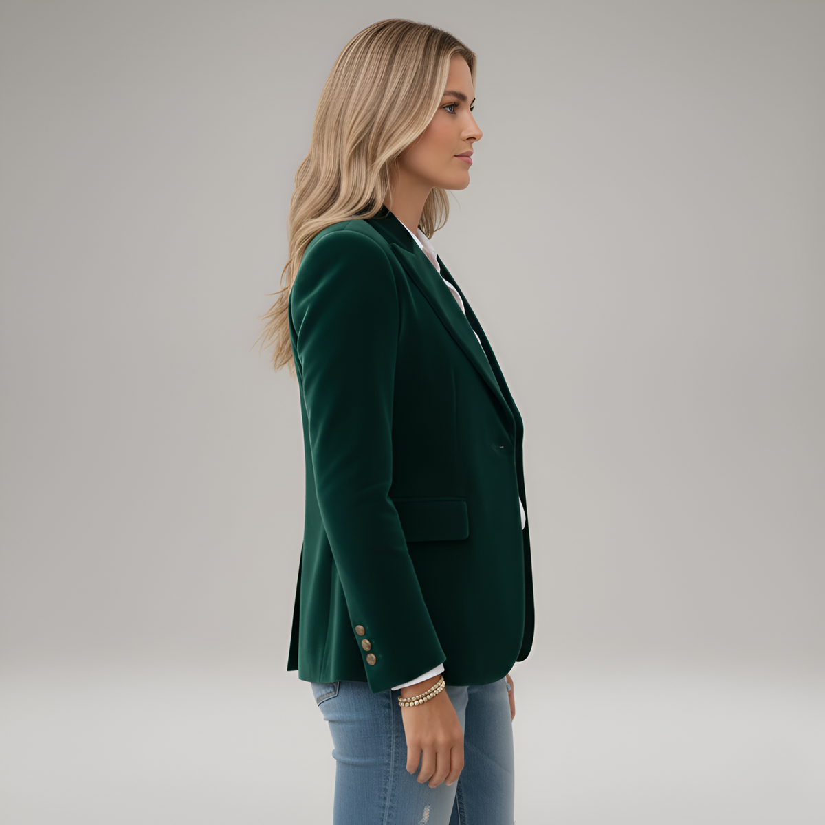Velvet Blazer Women Slim Fit Notch Lapel Single Button Long Sleeve
