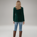 Velvet Blazer Women Slim Fit Notch Lapel Single Button Long Sleeve