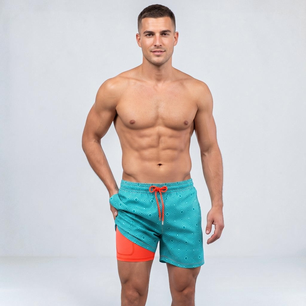 Mens Swim Shorts Compression Lined Quick Dry Lightweight Athletic Fit