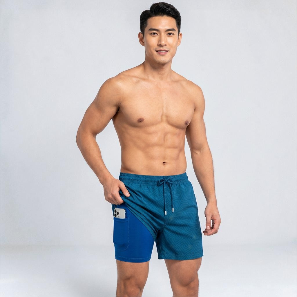 Mens Swim Shorts Compression Lined Quick Dry Lightweight Athletic Fit