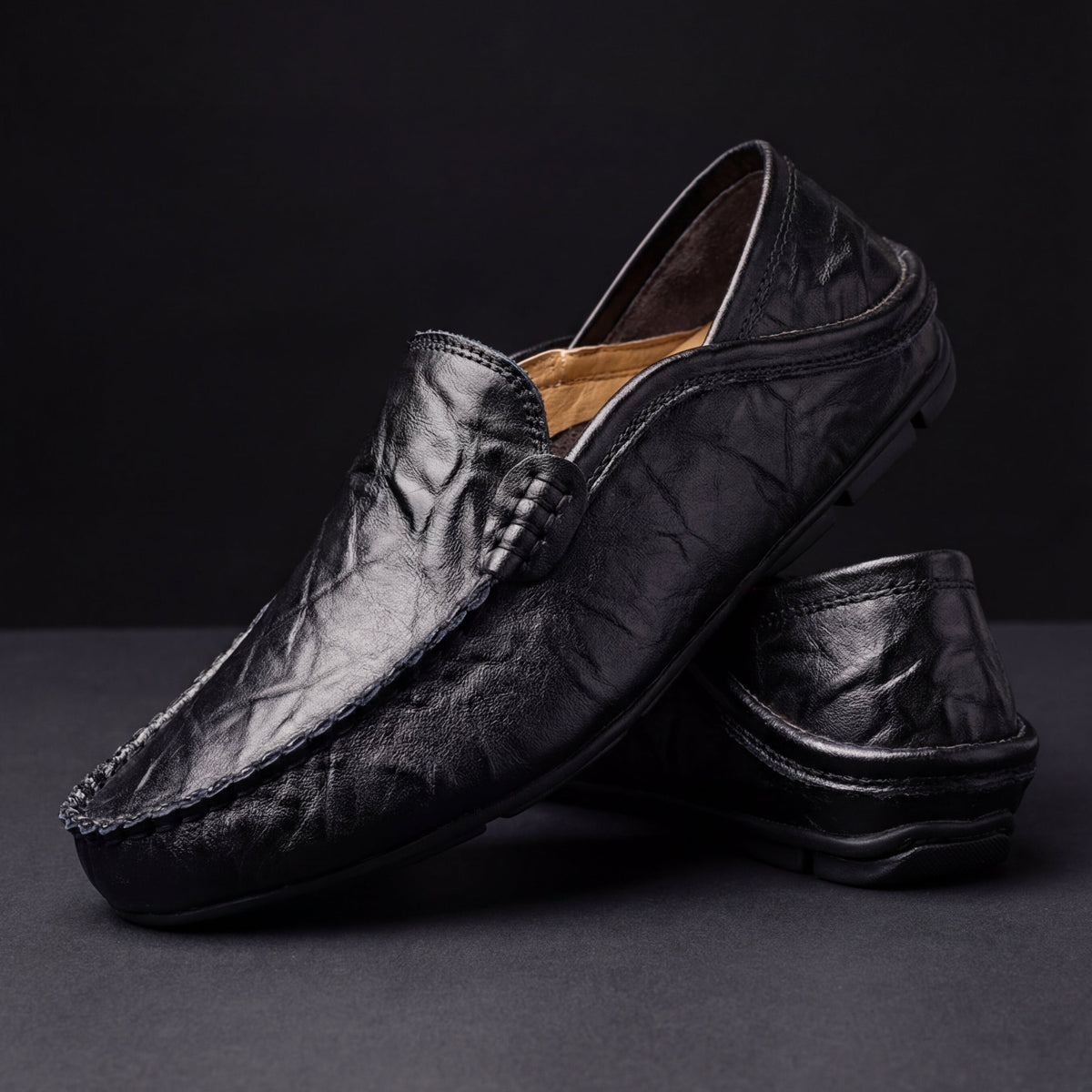 Men slip-on loafers cushioned sole available in beige navy black brown