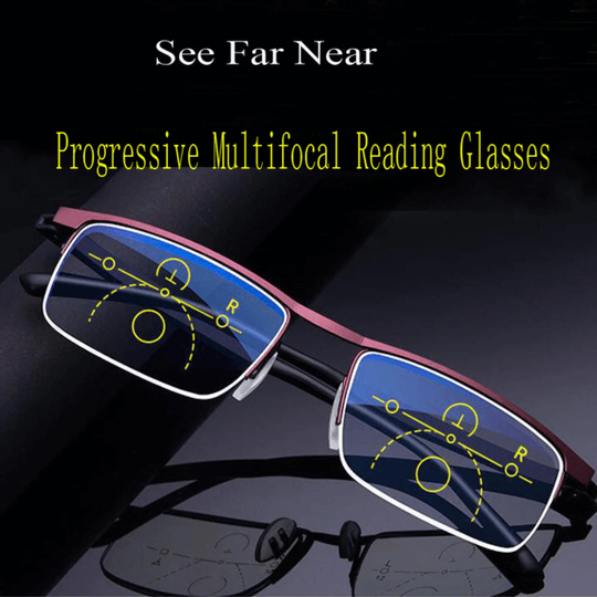 Galia | Multifocal Glasses | Reading, Driving & Distance | Anti-Reflective, Blue Light Filter