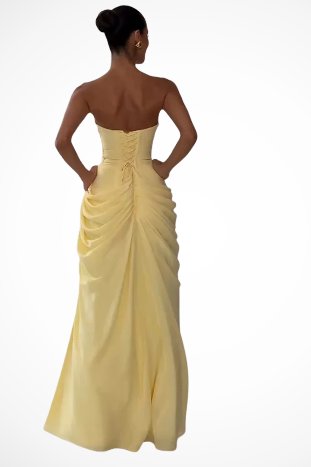 Reva | Maxi Dress | Women's Strapless Ruched Slit | Wedding Guest, Formal