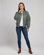 Faye | Women's Bomber Jacket | Hip Length, Ribbed Trim | Casual
