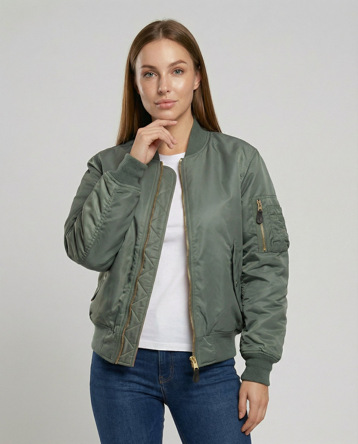 Faye | Women's Bomber Jacket | Hip Length, Ribbed Trim | Casual