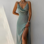 Faye | Women's Maxi Evening Dress | Cross Neckline, Slit | Formal Gown