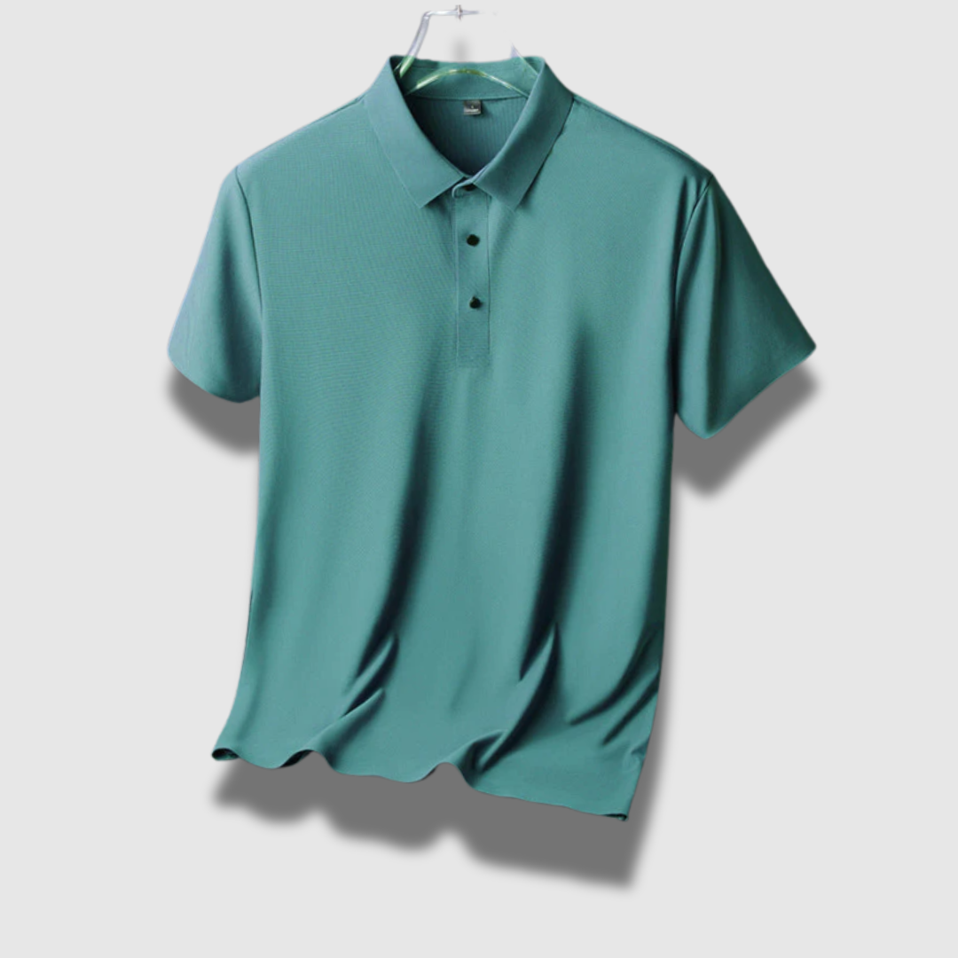 Mens Polo Shirt Lightweight Silk Relaxed Fit Structured Collar