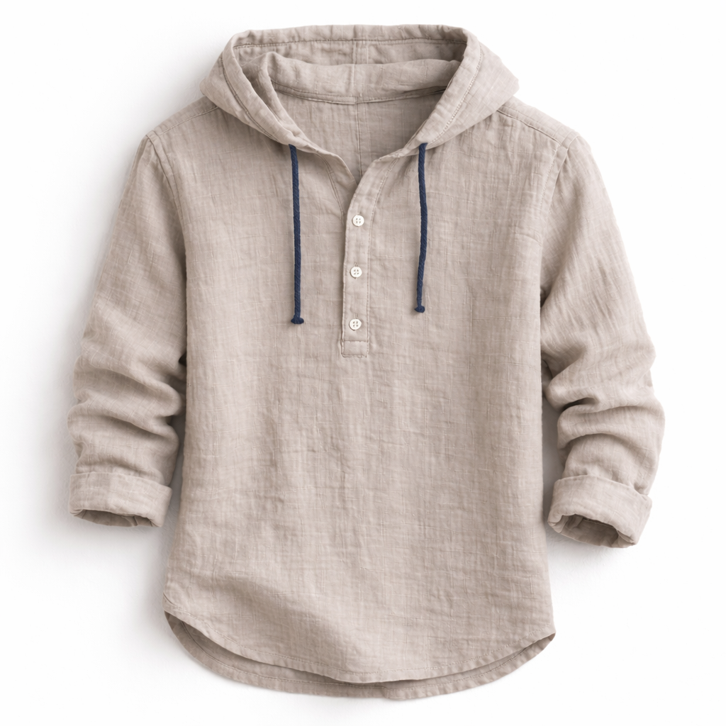 Orla | Men's Linen Shirt | Relaxed Fit, Drawstring Hood | Lightweight