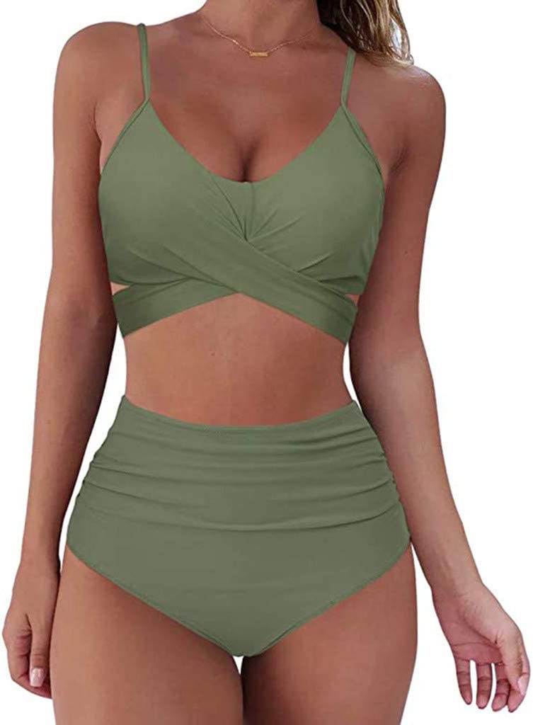 High Waist Bikini Set Womens Two Piece Swimwear Padded Cups
