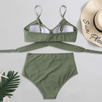 High Waist Bikini Set Womens Two Piece Swimwear Padded Cups