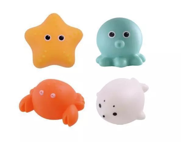 Faye | Bath Toys | Light-Up Sea Animals for Kids | Set of 4 with Net