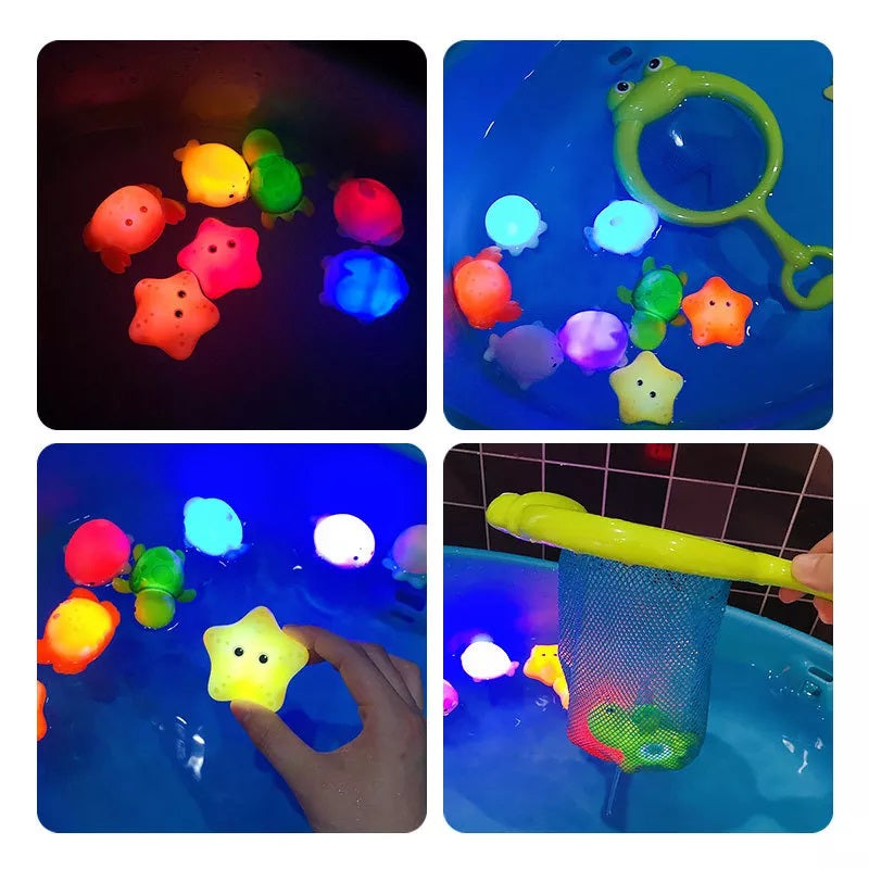 Faye | Bath Toys | Light-Up Sea Animals for Kids | Set of 4 with Net