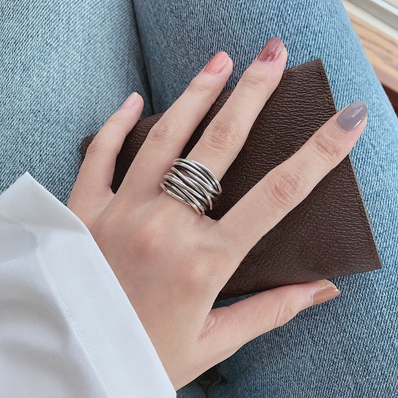 Iris | Adjustable Layered Ring | Silver, Stackable | Women's Jewelry