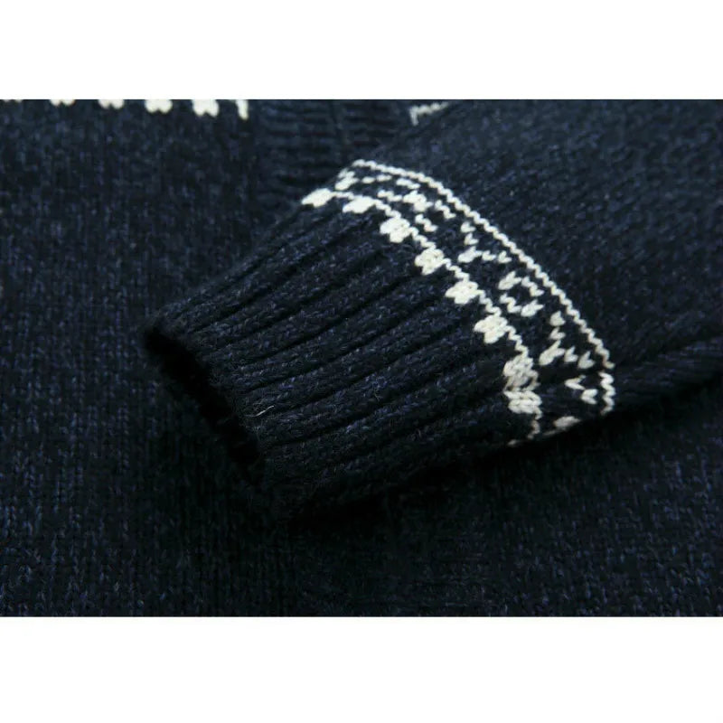 christmas jumper men | Fair Isle Full-Zip Cardigan Nordic Knit Sweater