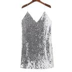Christmas Dress Women Sequined Backless Mini Sleeveless Off Shoulder