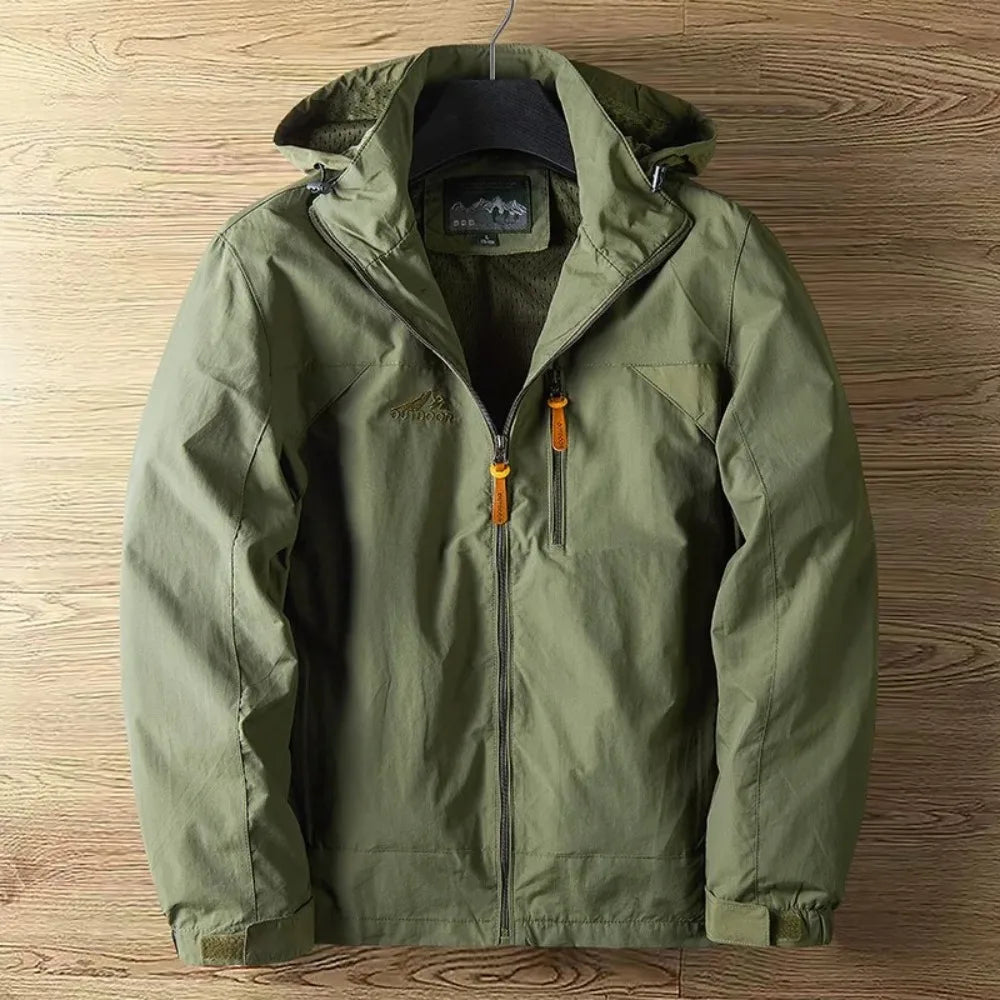 Men Waterproof Rain Jacket Hooded Lightweight