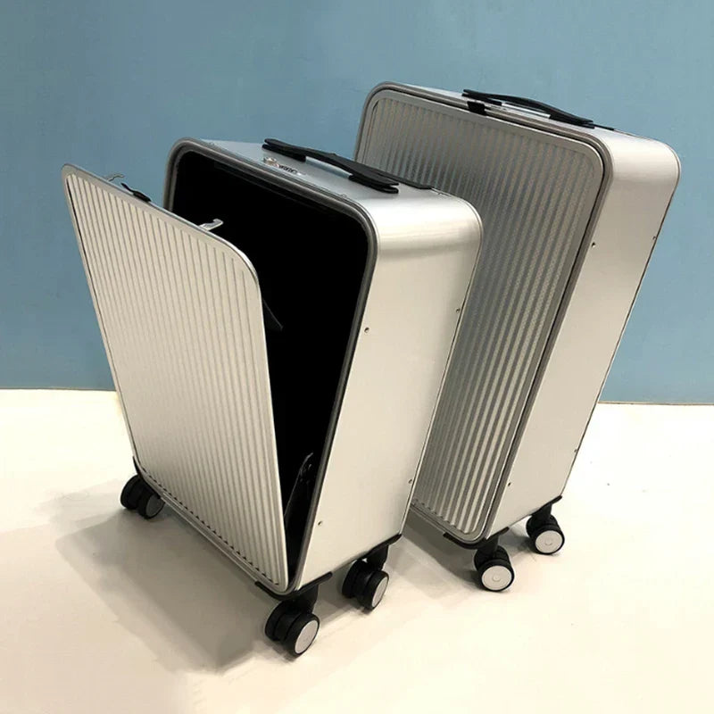 Leah | Aluminium Hard Shell Suitcase | 100% Aluminium, Spinner Wheels | Silver, Black