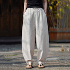 Wide Leg Linen Pants Relaxed Fit Belted Waist | Romilly