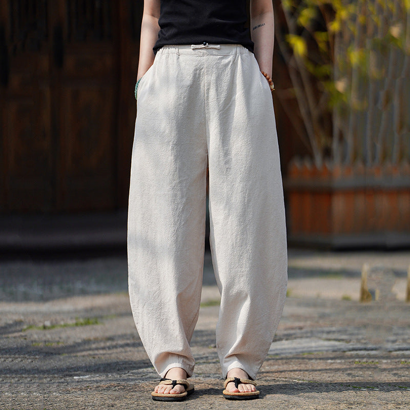 Wide Leg Linen Pants Relaxed Fit Belted Waist | Romilly