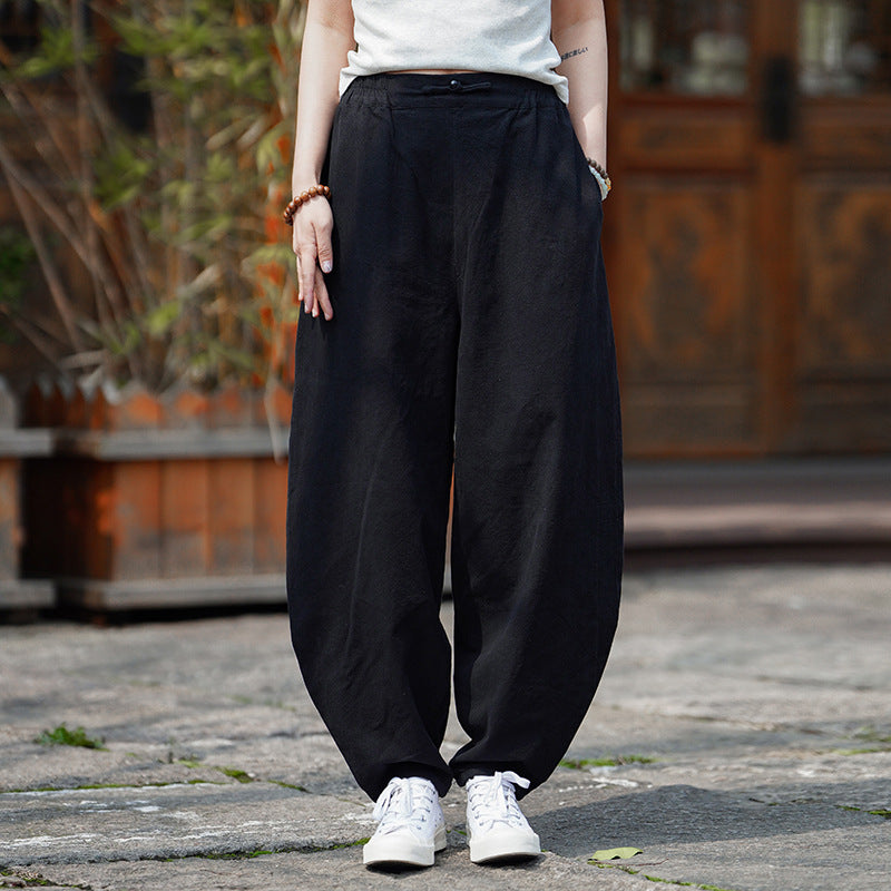 Wide Leg Linen Pants Relaxed Fit Belted Waist | Romilly