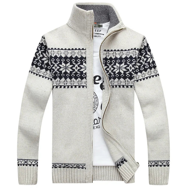 christmas jumper men | Fair Isle Full-Zip Cardigan Nordic Knit Sweater