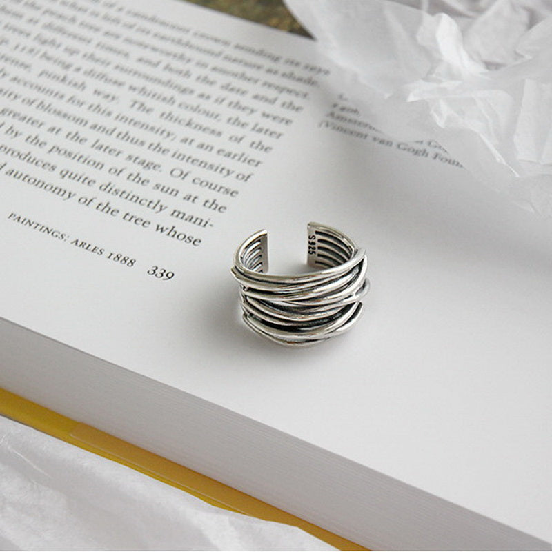 Iris | Adjustable Layered Ring | Silver, Stackable | Women's Jewelry