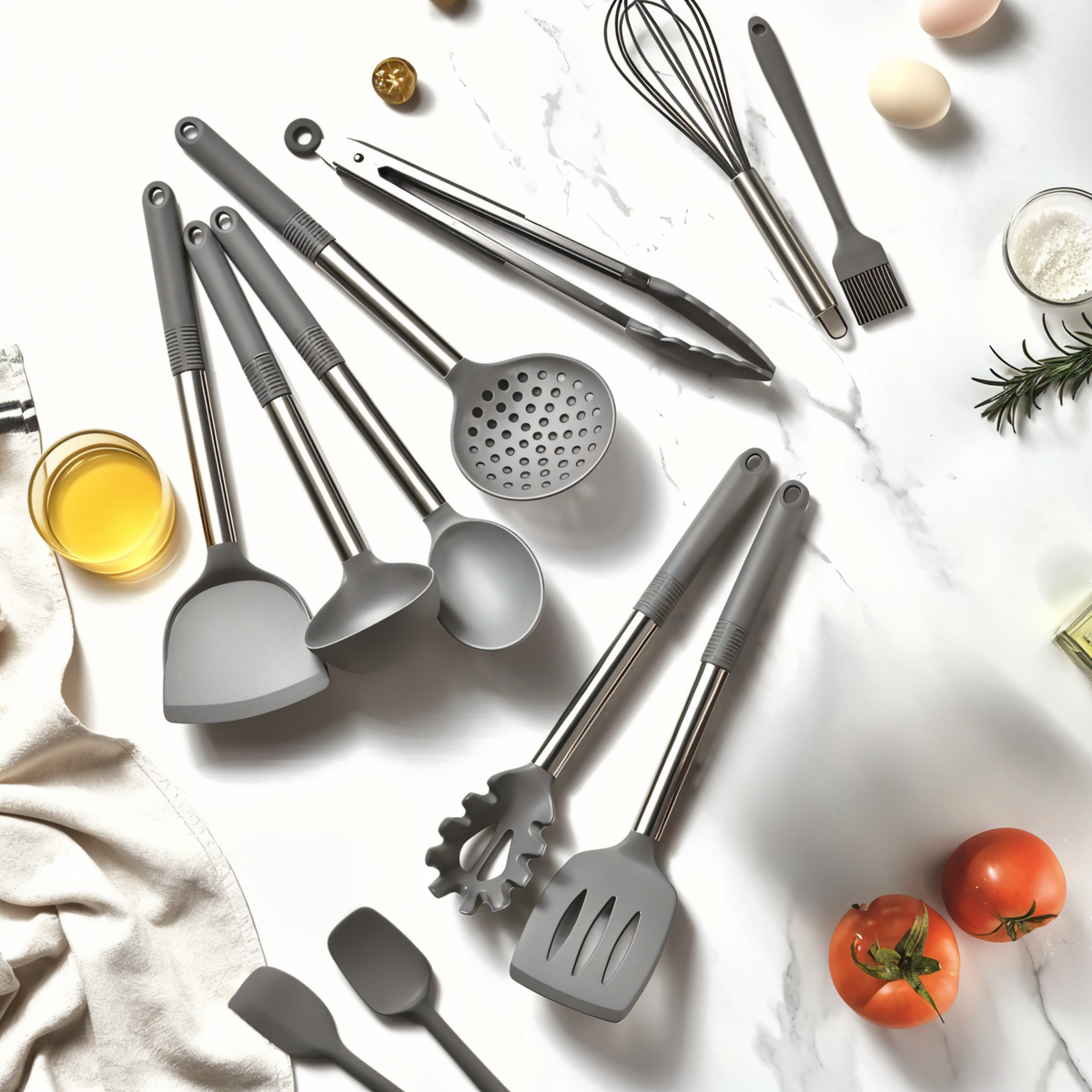 Kitchen Utensil Set | 12-Piece Silicone & Stainless Steel | BPA-Free