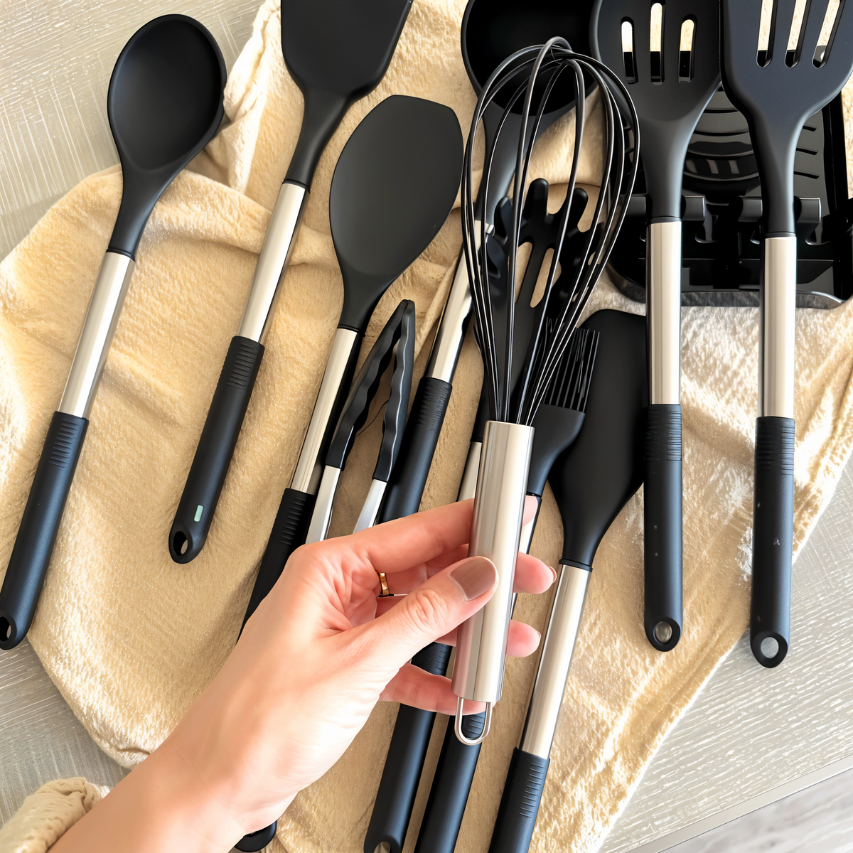 Kitchen Utensil Set | 12-Piece Silicone & Stainless Steel | BPA-Free