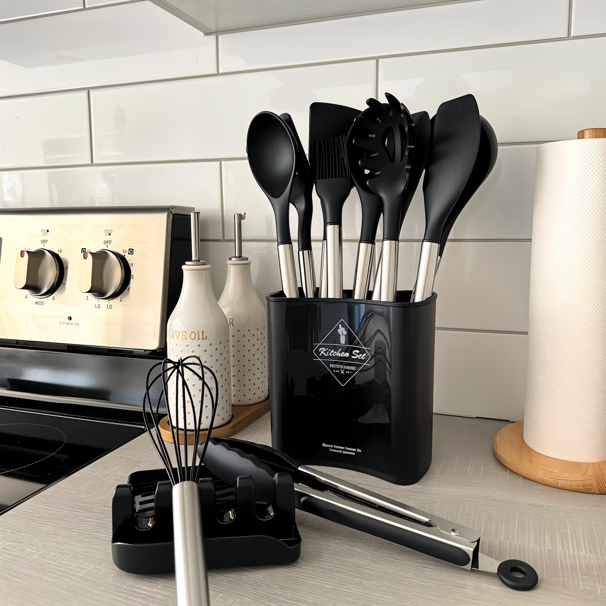 Kitchen Utensil Set | 12-Piece Silicone & Stainless Steel | BPA-Free