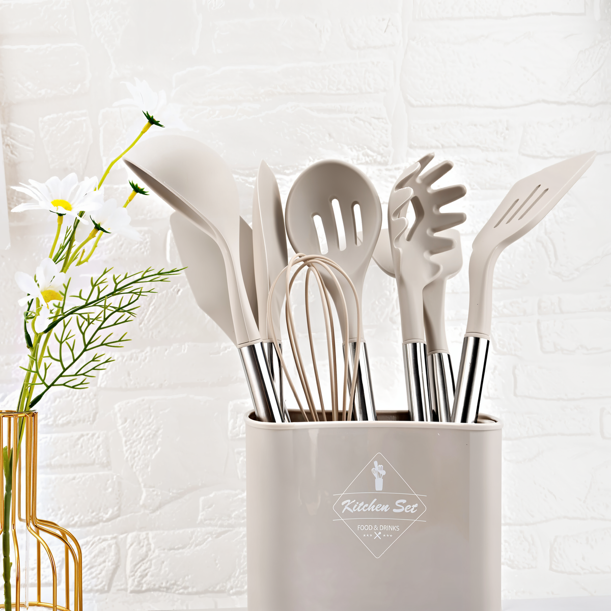 Kitchen Utensil Set | 12-Piece Silicone & Stainless Steel | BPA-Free