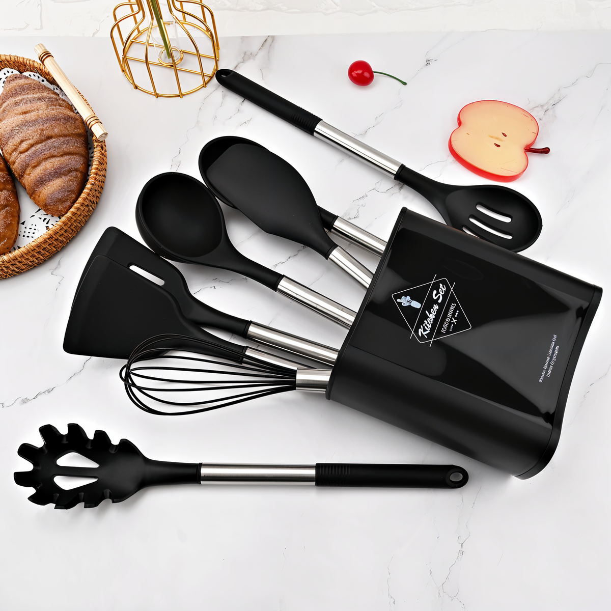 Kitchen Utensil Set | 12-Piece Silicone & Stainless Steel | BPA-Free