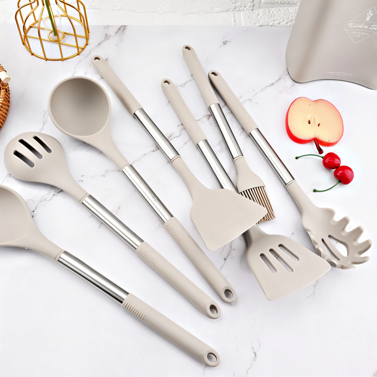 Kitchen Utensil Set | 12-Piece Silicone & Stainless Steel | BPA-Free