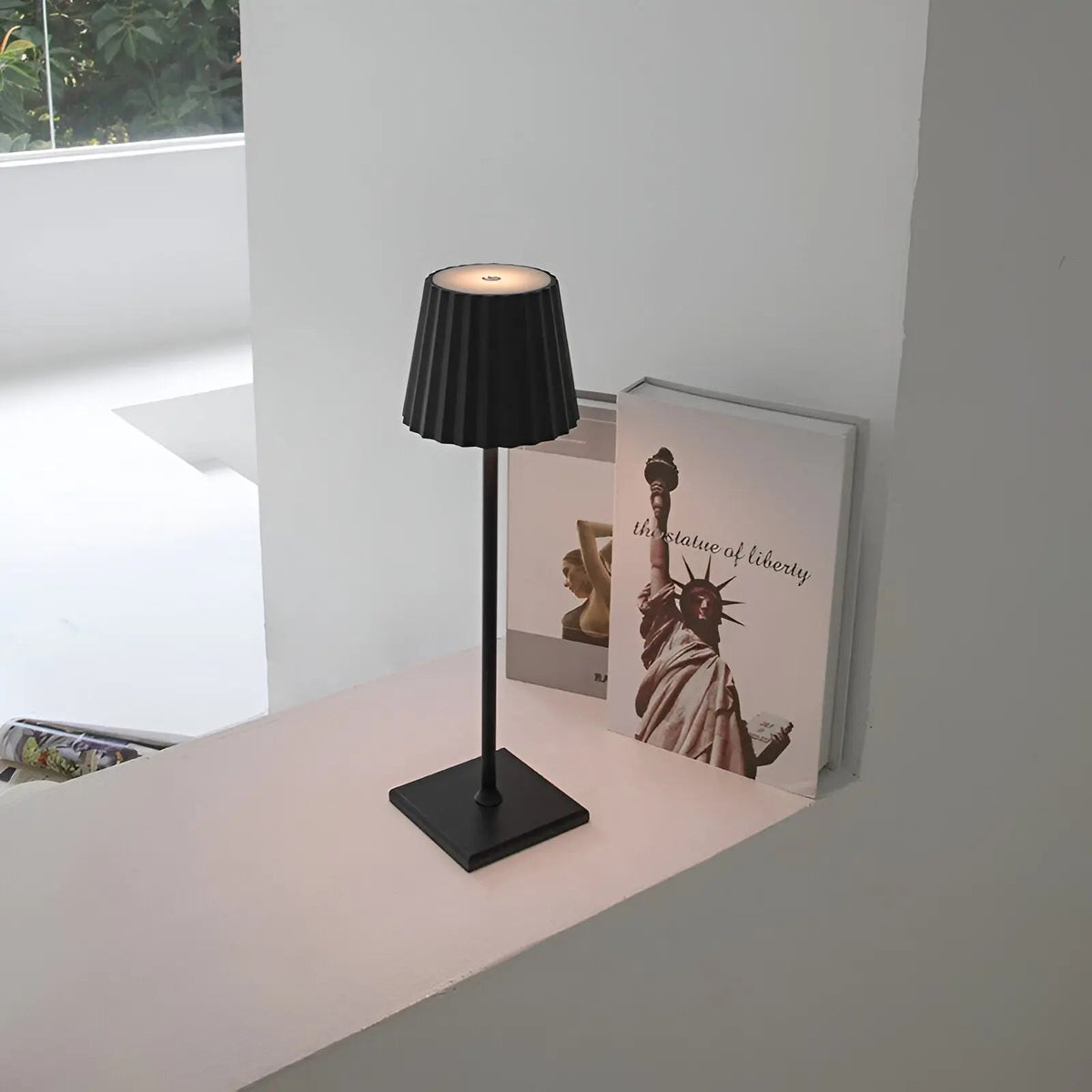 Dimmable Rechargeable Wireless LED Table Lamp Pleated Shade